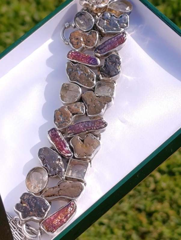 Estate Sterling Pearl Gemstone Bracelet