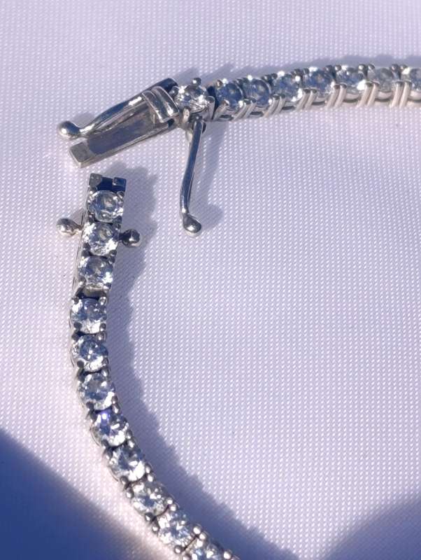 9ct White Gold 3MM Stone Bracelet