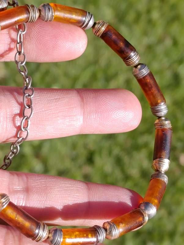 Vintage Honey Amber Tube Necklace