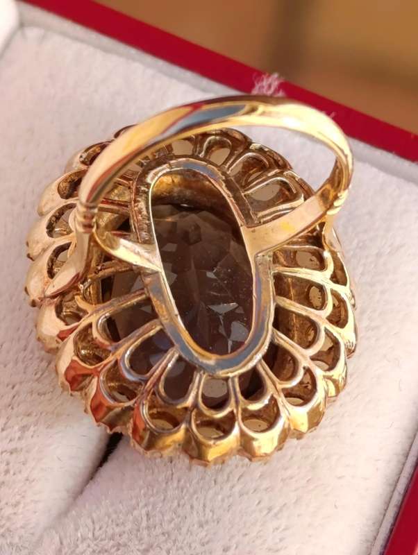 Rare Estate Seed Pearl Smokey Topaz Ring