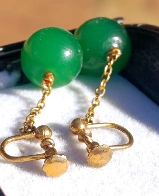 Vintage Jade Drop Earrings
