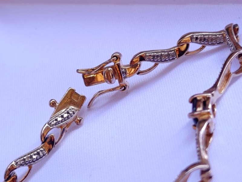 Gold On Sterling Sapphire Diamond Bracelet