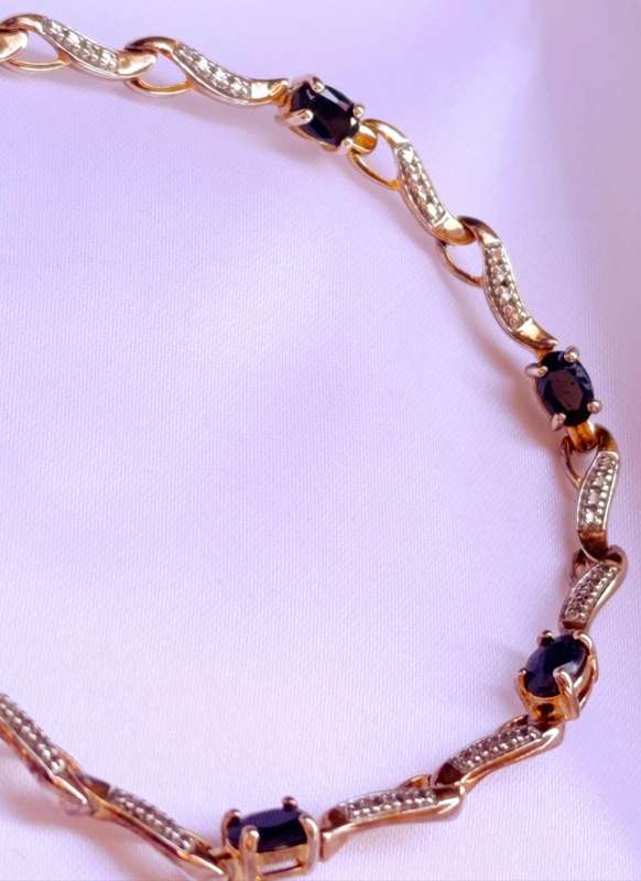 Gold On Sterling Sapphire Diamond Bracelet