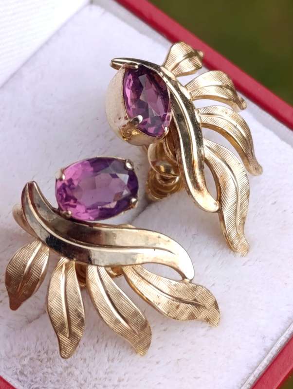 1/20 12K Gold Vintage Amethyst Earrings