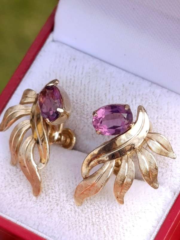 1/20 12K Gold Vintage Amethyst Earrings