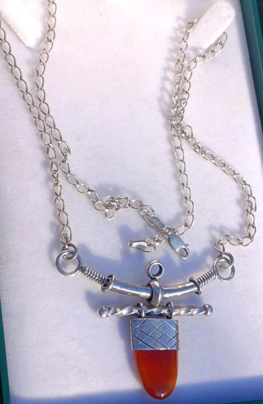 Rare Vintage Sterling Carnelian Necklace