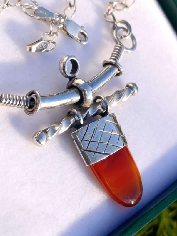 Rare Vintage Sterling Carnelian Necklace
