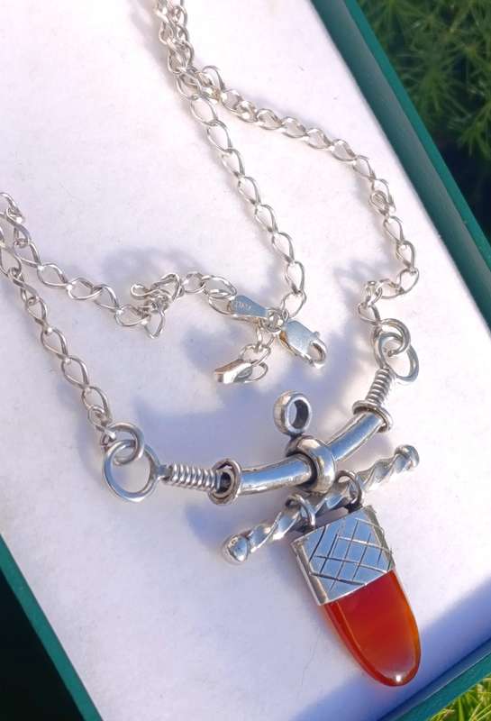 Rare Vintage Sterling Carnelian Necklace