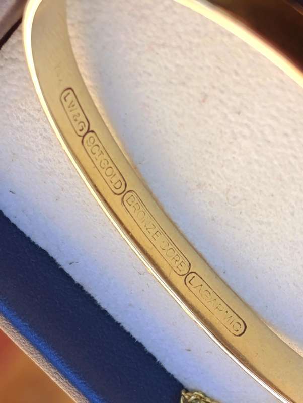 9ct Gold Bronze Core Cutwork Bangle