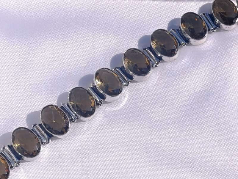 Vintage Sterling Smokey Topaz Bracelet