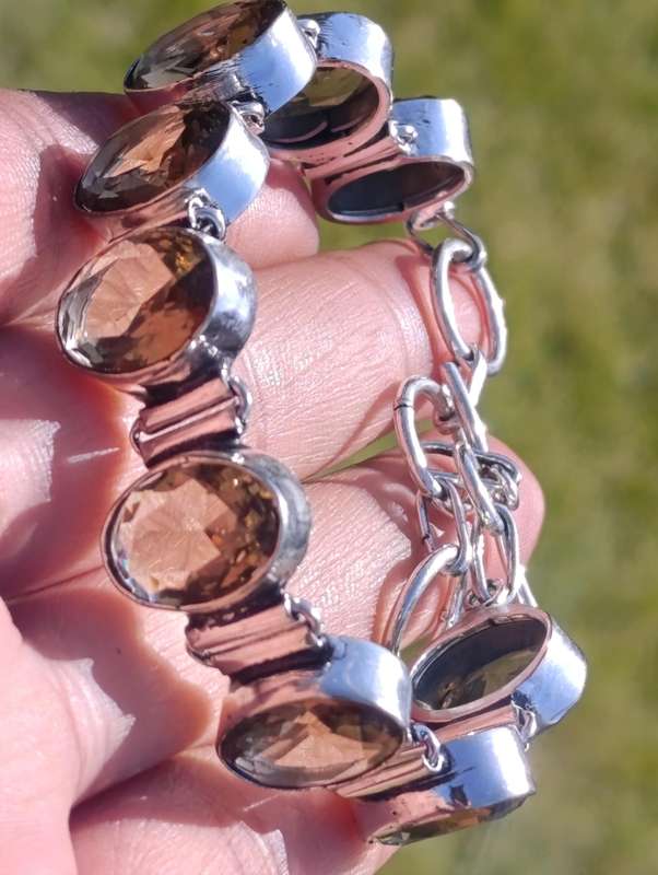Vintage Sterling Smokey Topaz Bracelet