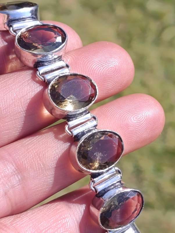 Vintage Sterling Smokey Topaz Bracelet