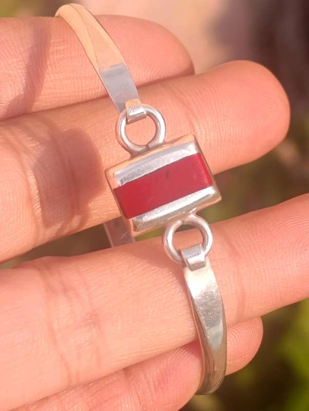Mexican Sterling Red Jasper Bangle Bracelet