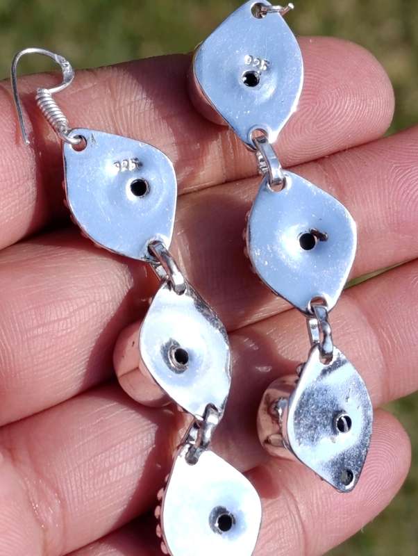 Silver Blue Stone Drop Earrings