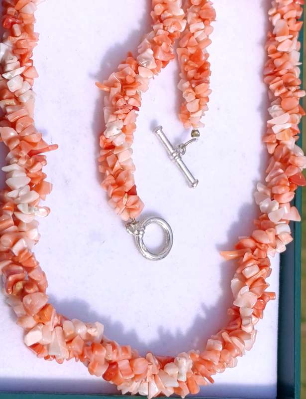 Vintage Double Twist Coral Necklace
