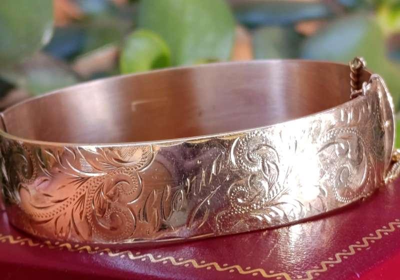 9ct Bronze Core 15MM Floral Cutwork Bangle
