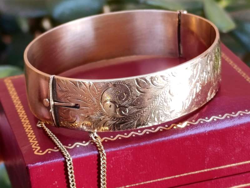 9ct Bronze Core 15MM Floral Cutwork Bangle