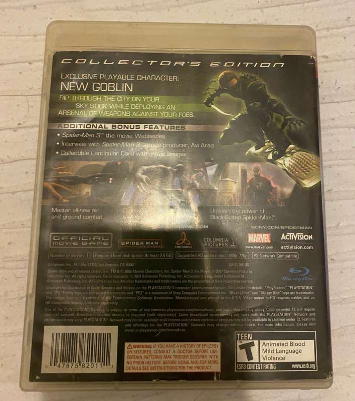 Spider man 3 Collectors Edition Ps3 . Cib