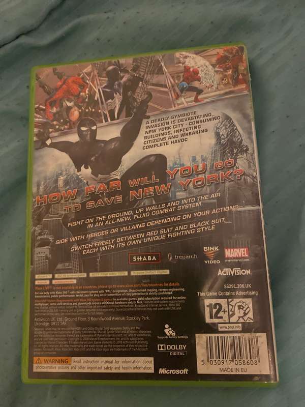 Spiderman Web of Shadows xbox 360. Cib