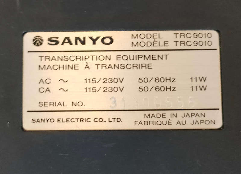 Sanyo Transcriber Machine / Tapedeck