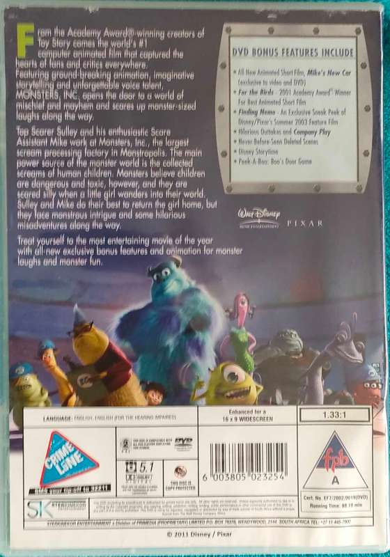 Monsters Inc -DVD
