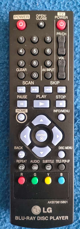 LG Blueray Disc Player Remote