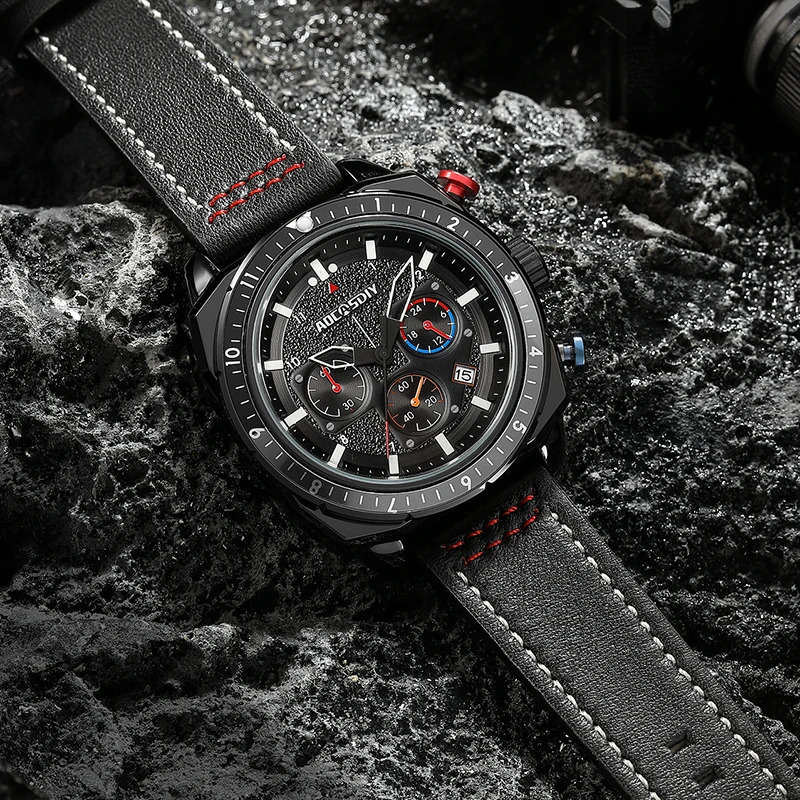 AOCASDIY A6016 Shock Resistant, Complete Calendar, Water Resistant, Quartz Chronograph