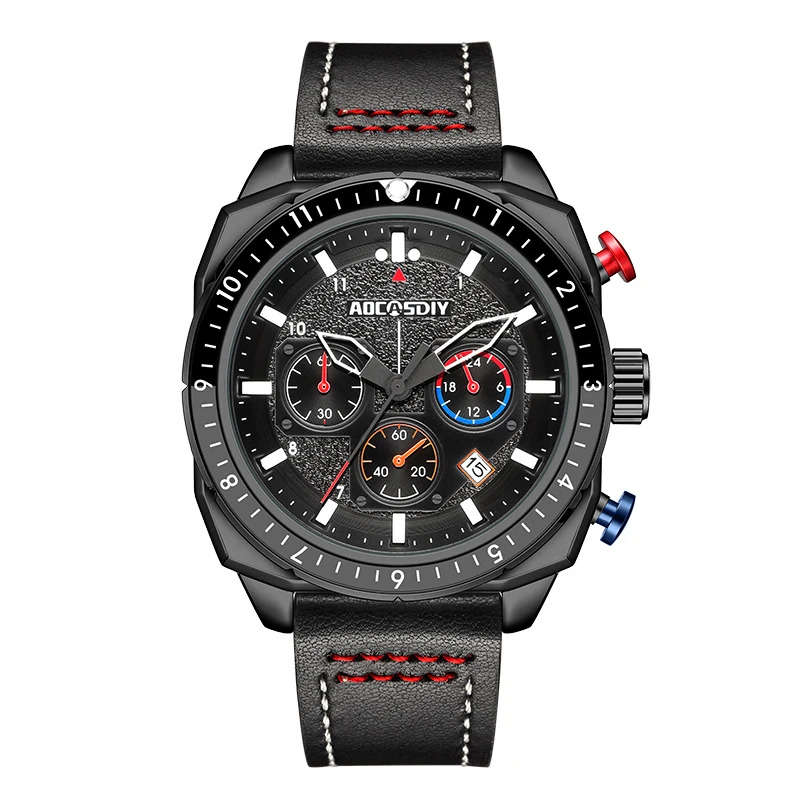 AOCASDIY A6016 Shock Resistant, Complete Calendar, Water Resistant, Quartz Chronograph