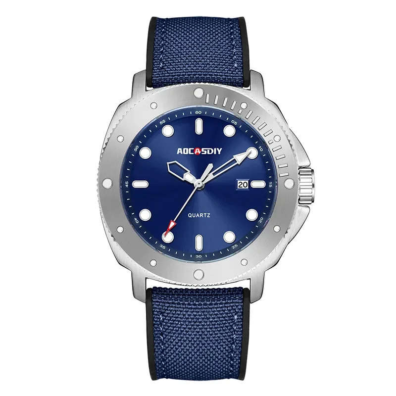 Blue AOCASDIY A6022 Shock Resistant, Complete Calendar, Water Resistant, Quartz Wristwatch