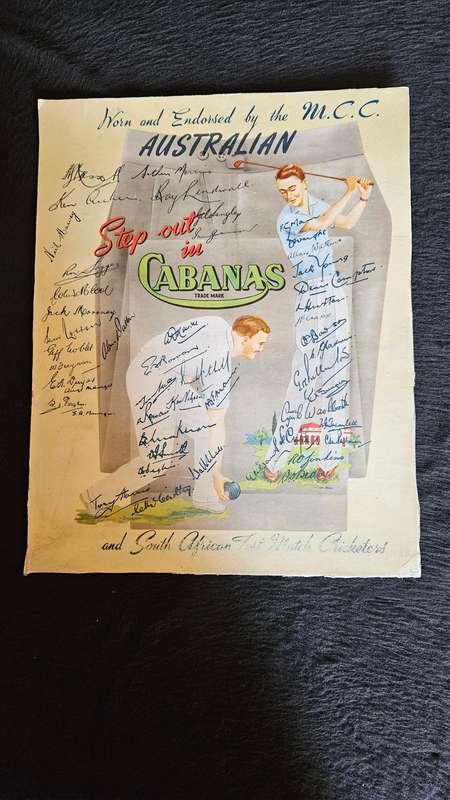 Epic Old Poster with South African Test Match Cricketers Signatures