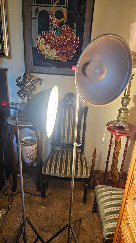 Two Vintage Smith-Victor Model S2 Studio Floor Lamps