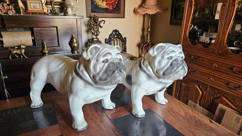 Two Very Large Ceramic Bulldogs