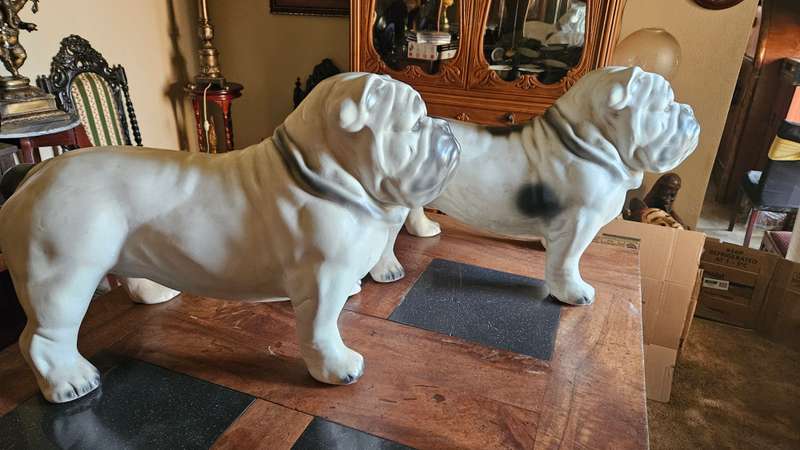 Two Very Large Ceramic Bulldogs