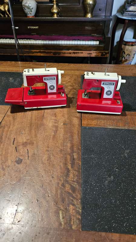Two Vintage Sewmate Toy Sewing Machines