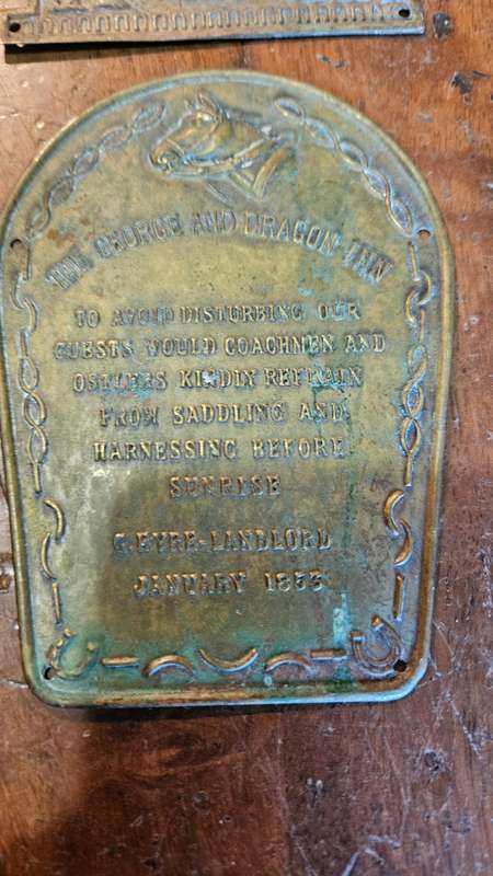 Antique Brass Plaque Jan 1853 plus more