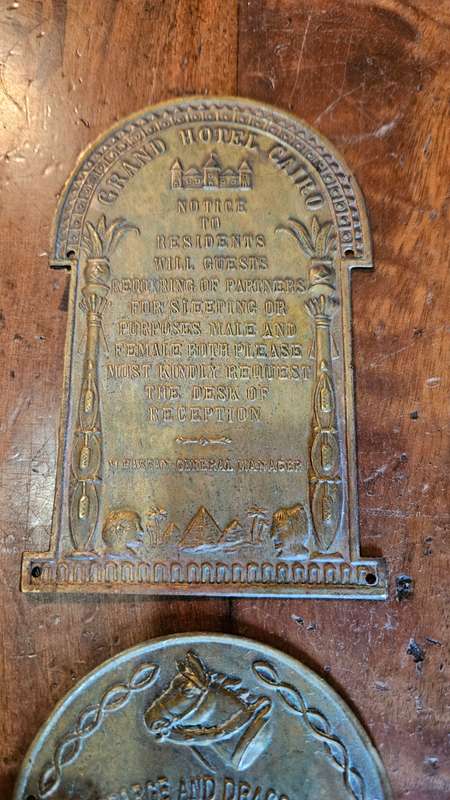 Antique Brass Plaque Jan 1853 plus more