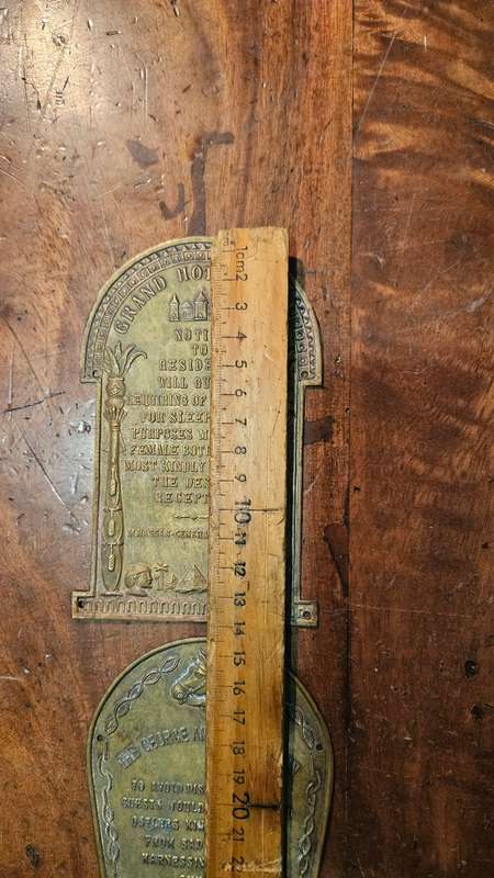 Antique Brass Plaque Jan 1853 plus more