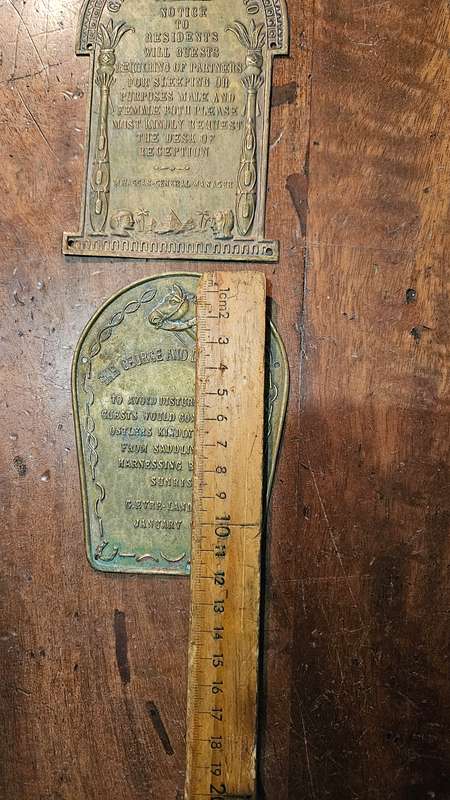 Antique Brass Plaque Jan 1853 plus more