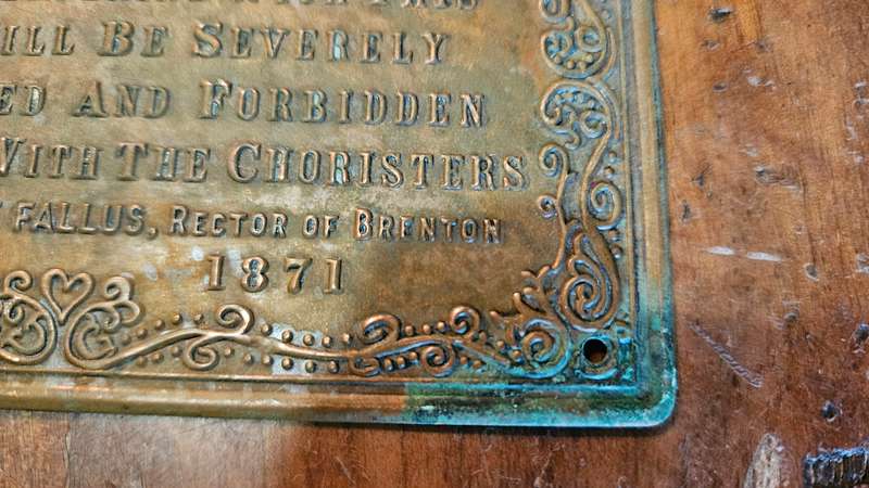 Antique Brass Plaque Nov 1871