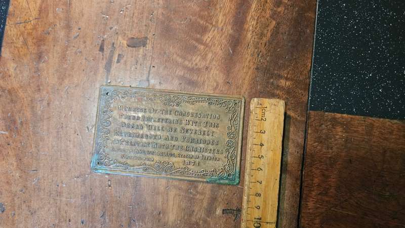 Antique Brass Plaque Nov 1871