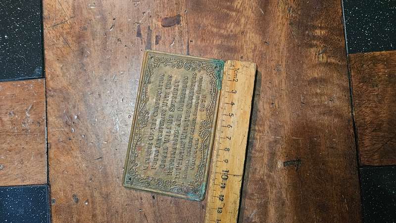 Antique Brass Plaque Nov 1871