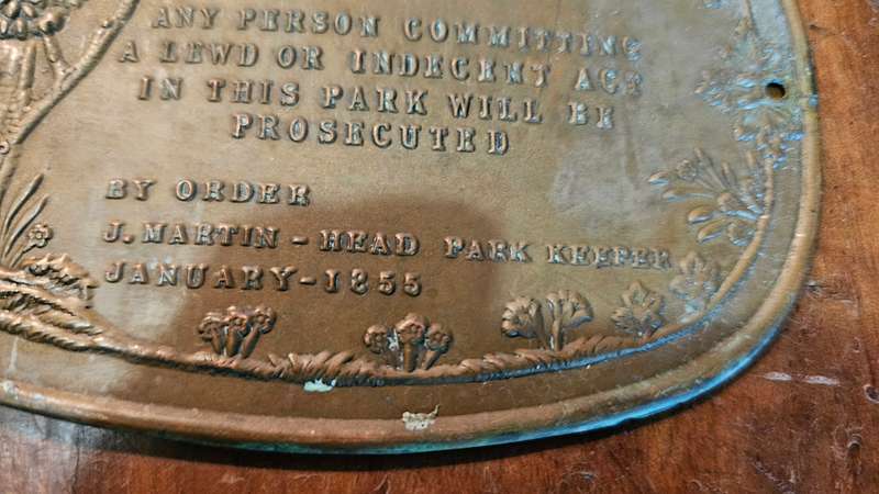 Antique Brass Plaque Jan 1855