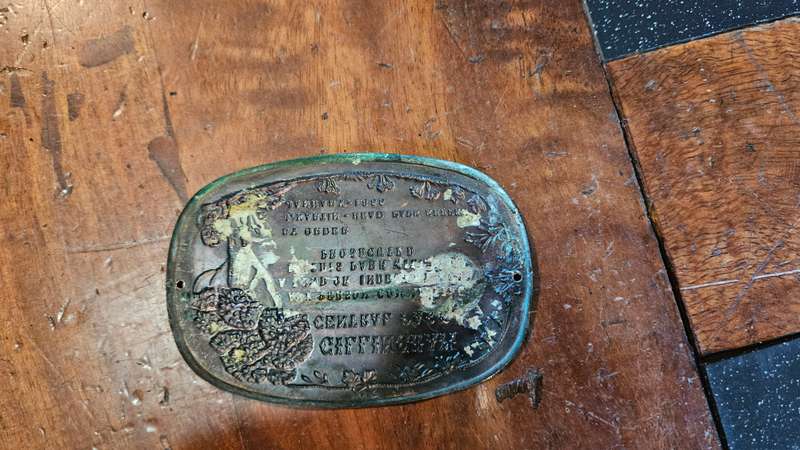 Antique Brass Plaque Jan 1855