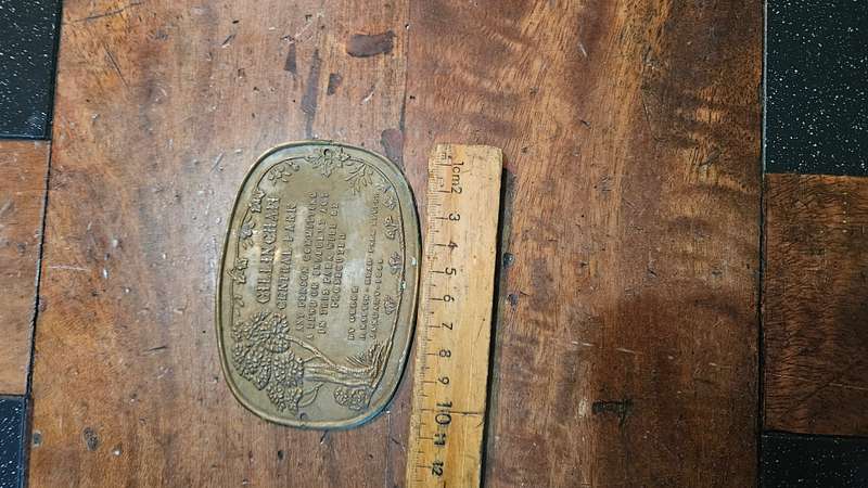 Antique Brass Plaque Jan 1855
