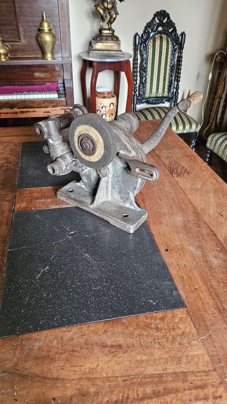Antique Hand Crank High Speed Bench Grinder
