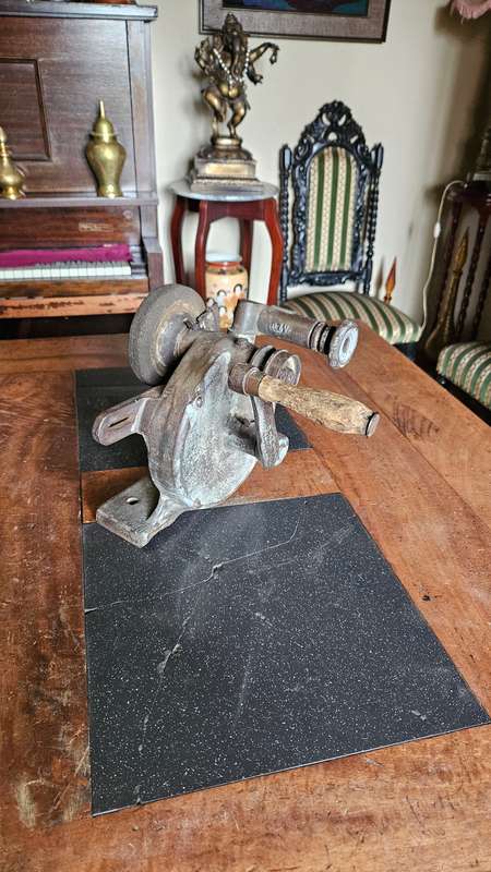 Antique Hand Crank High Speed Bench Grinder