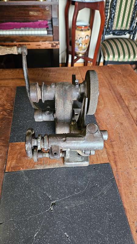 Antique Hand Crank High Speed Bench Grinder
