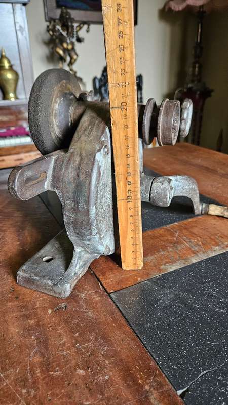 Antique Hand Crank High Speed Bench Grinder