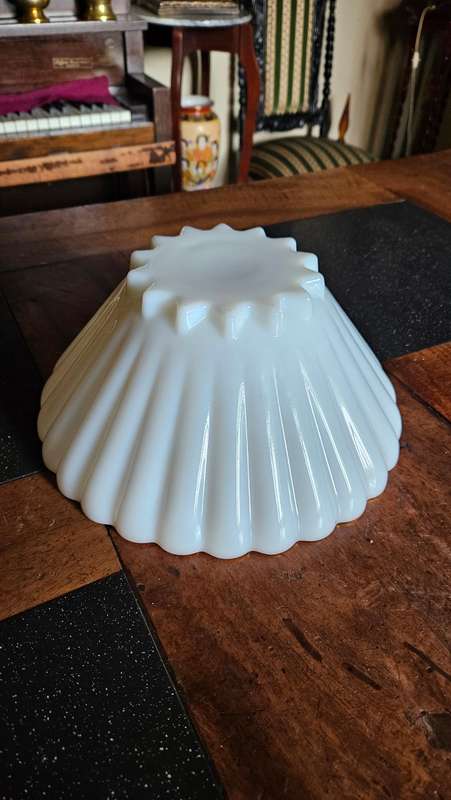 Vintage Milk Glass Bowl with Gold Rim