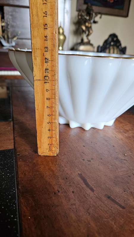 Vintage Milk Glass Bowl with Gold Rim